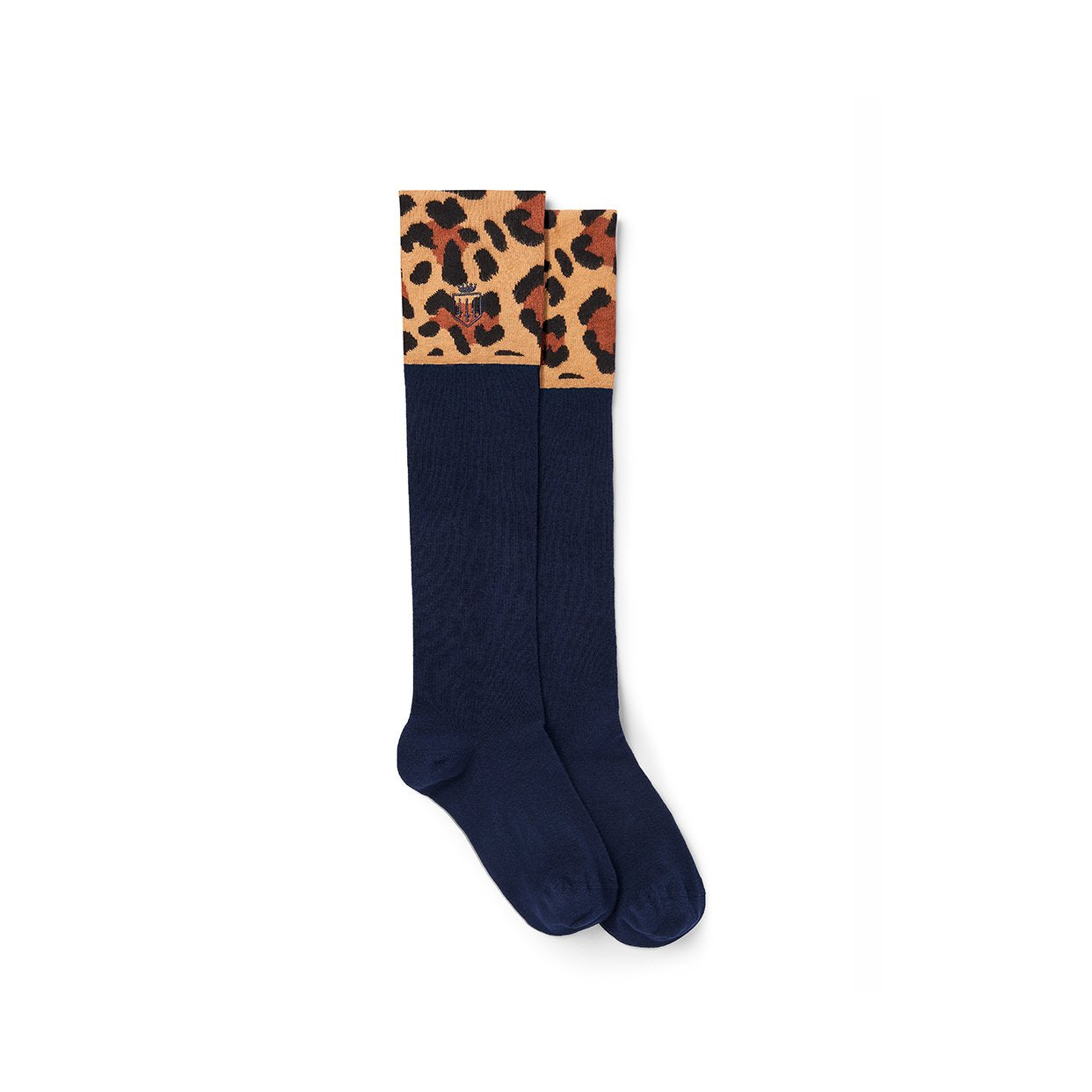 Signature Knee High Socks - Navy/Leopard