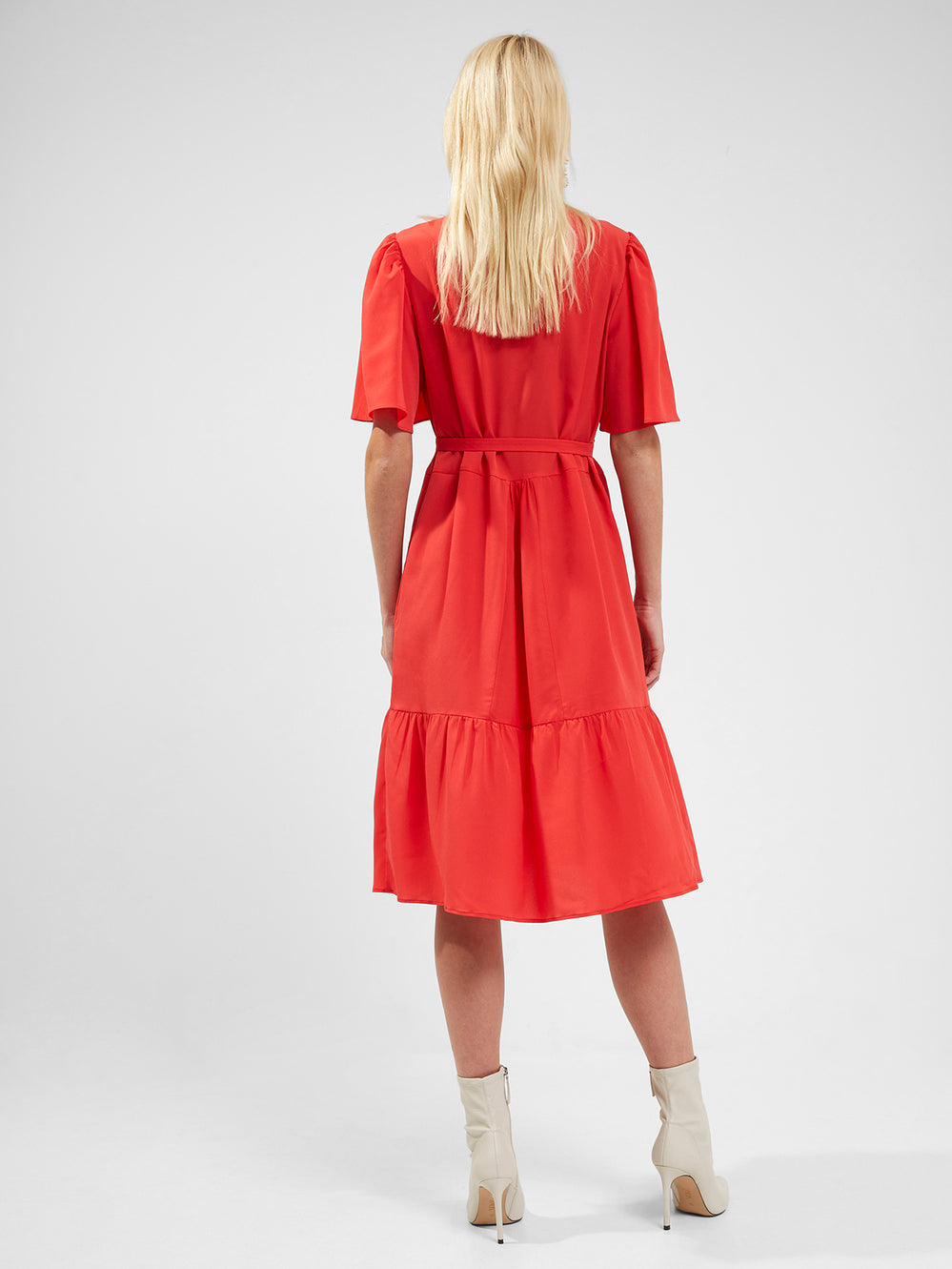 Courtney Crepe Tiered Dress - Hibiscus