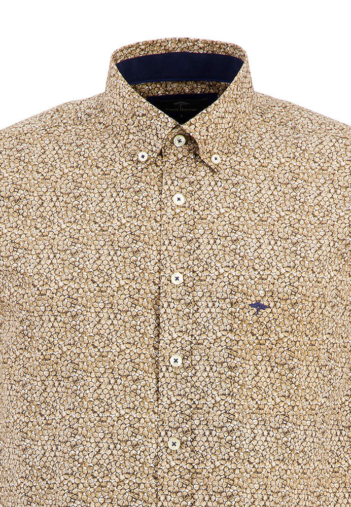 Patterned Cotton Shirt - Coffee