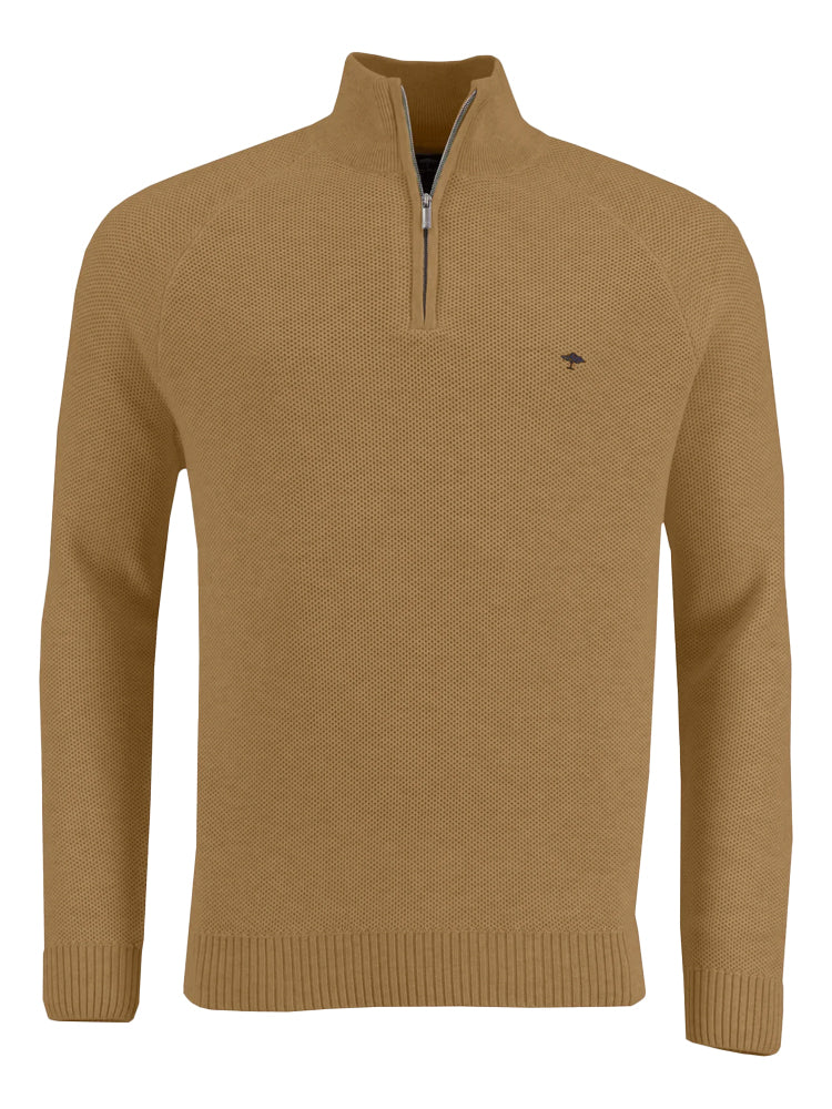 Troyer Zip Structured Knit - Camel