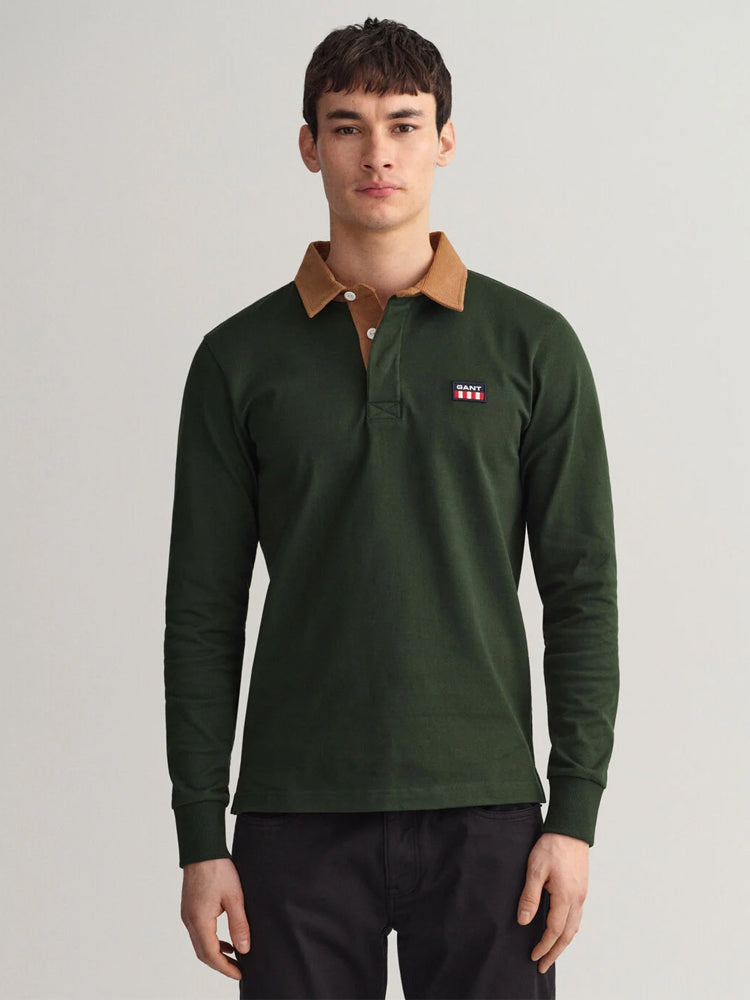 Corduroy Collar Heavy Rugger - Storm Green