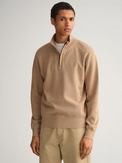 Sacker Rib Half-Zip Sweatshirt - Khaki Melange