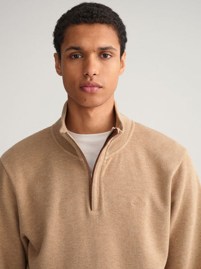 Sacker Rib Half-Zip Sweatshirt - Khaki Melange