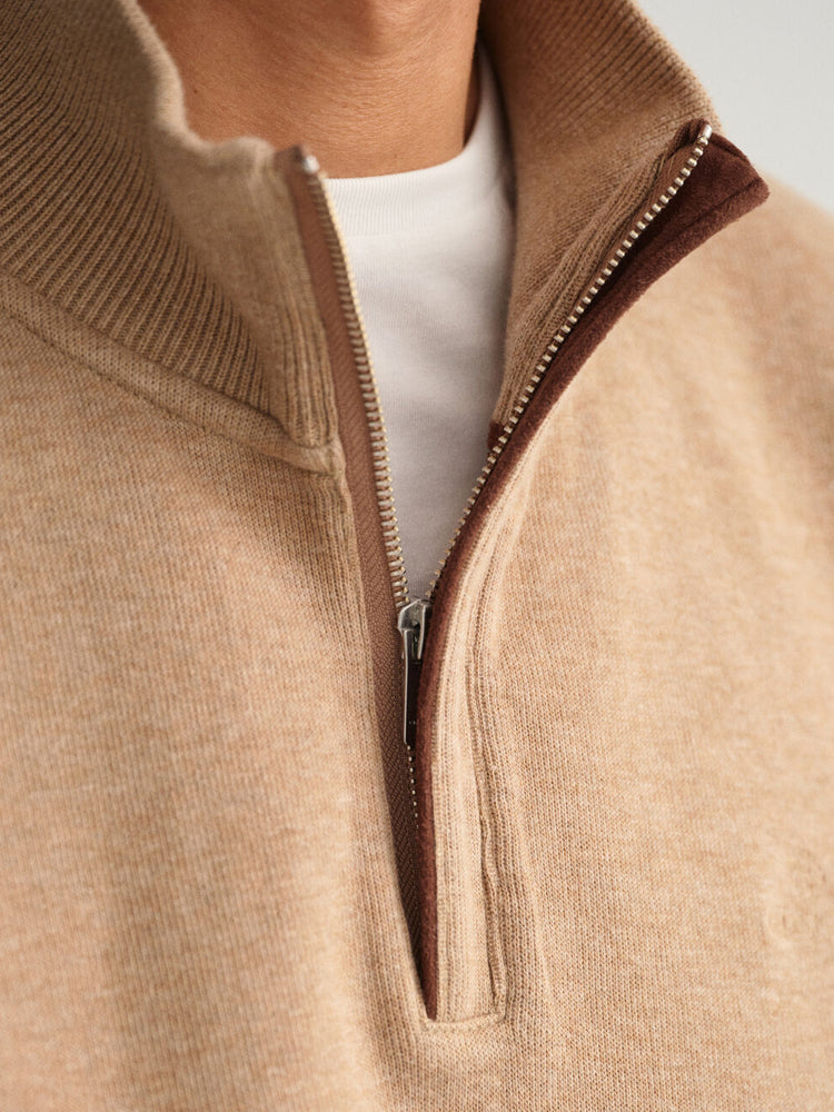 Sacker Rib Half-Zip Sweatshirt - Khaki Melange