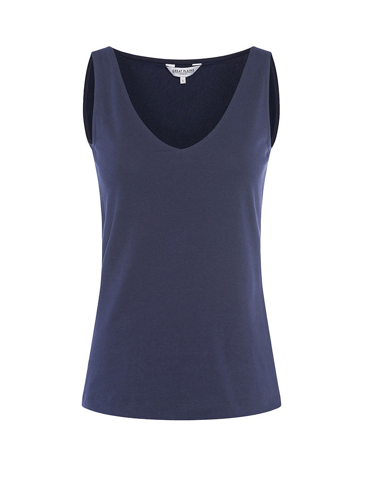 Core Organic Fitted Tank Top with Support - Classic Navy