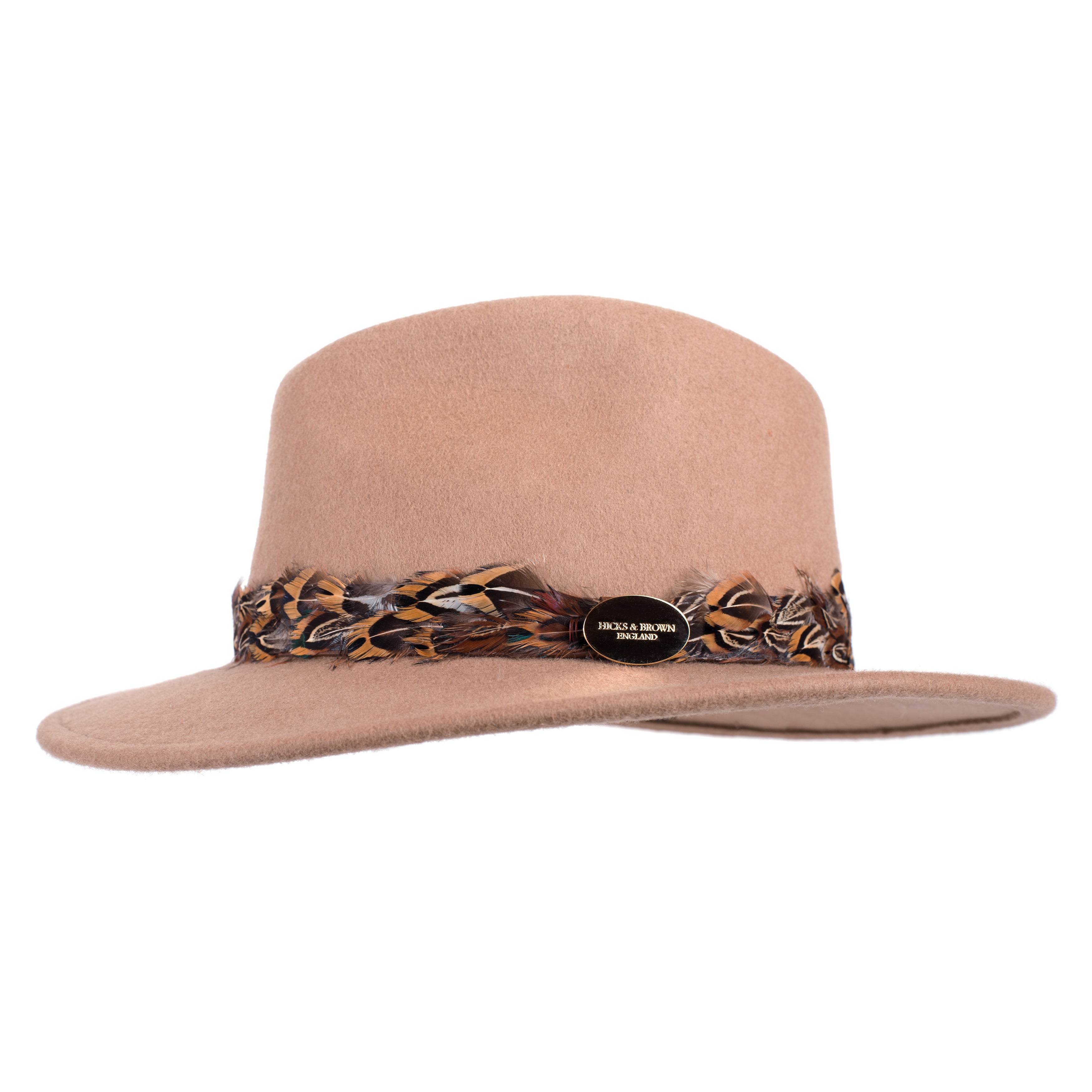 Suffolk Fedora - Camel Pheasant Feather Wrap