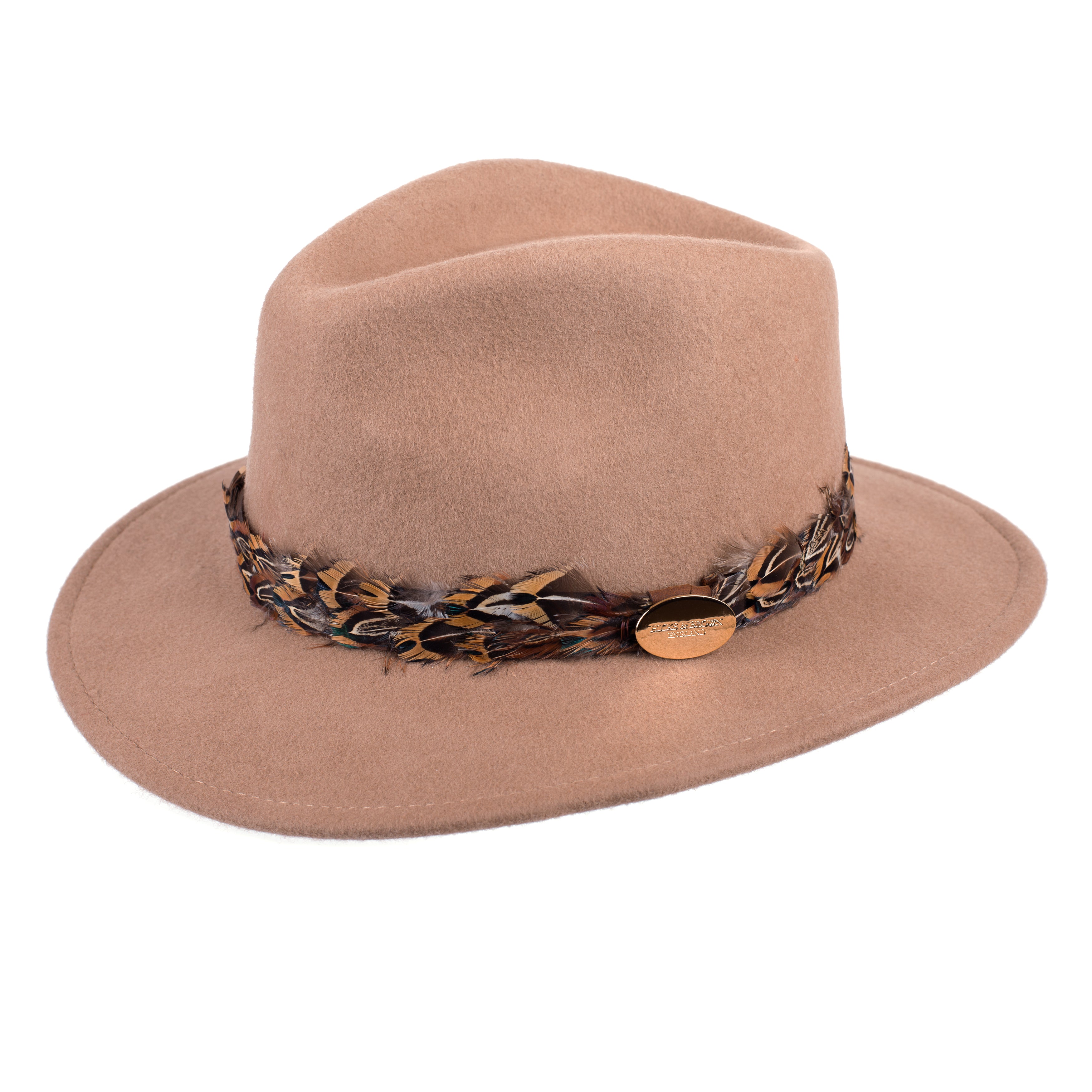 Suffolk Fedora - Camel Pheasant Feather Wrap