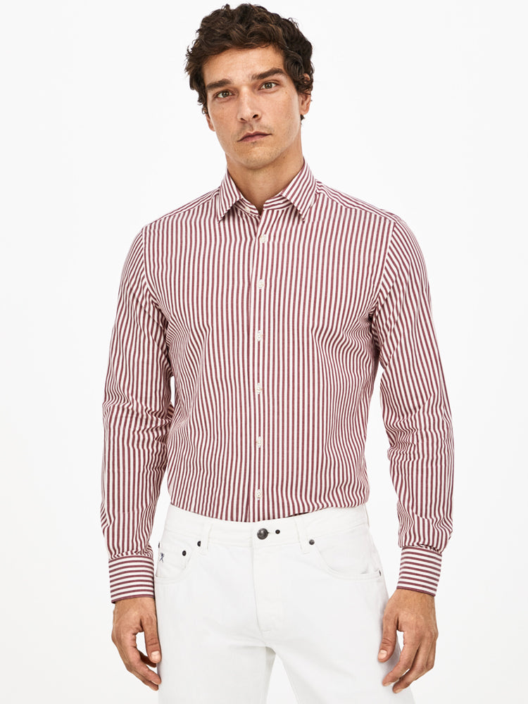 Bengal Stripe Shirt - White/Dark Red