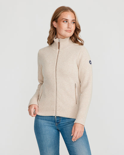 Claire Full Zip Windproof Sweater - Sand