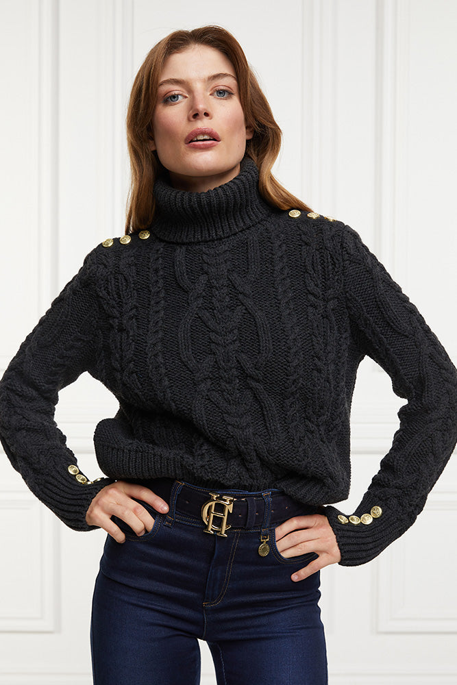 Black cable sweater womens best sale