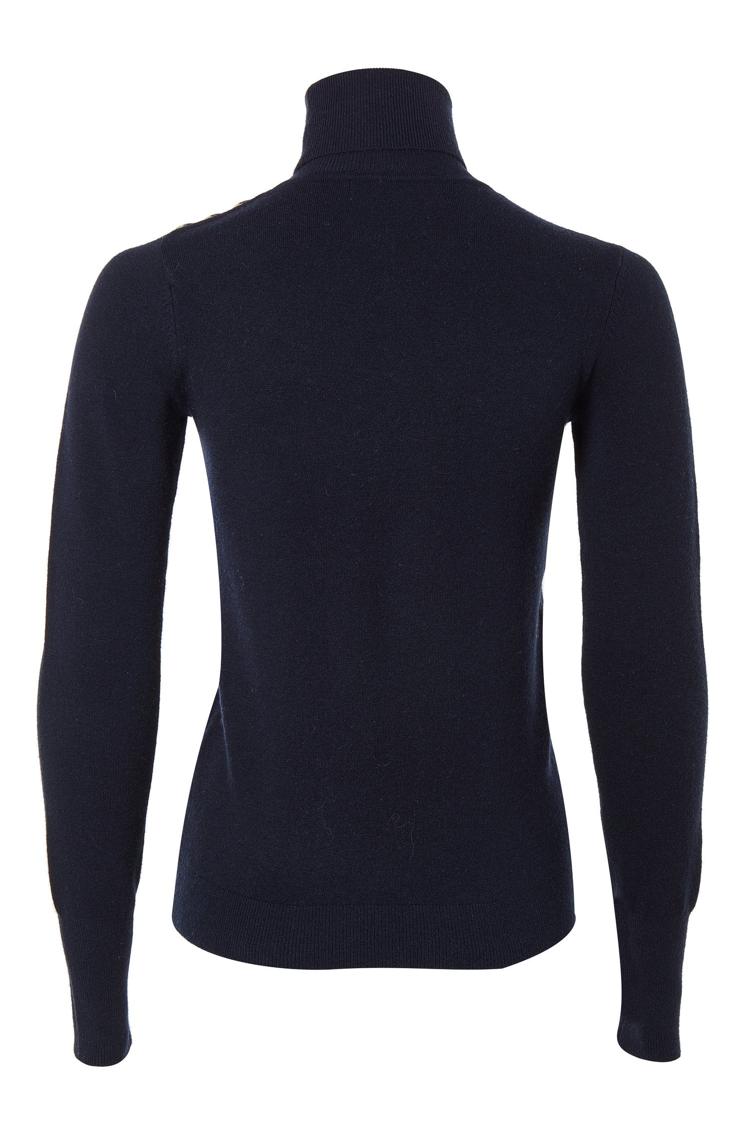 Buttoned Knit Roll Neck - Ink Navy