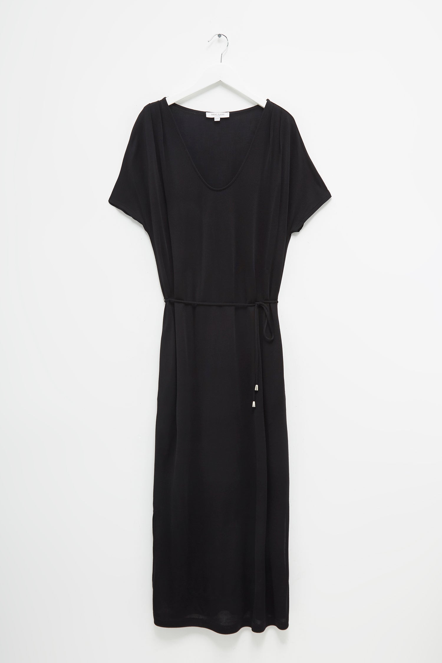 Silky Jersey Short Sleeve Midi Dress - Black