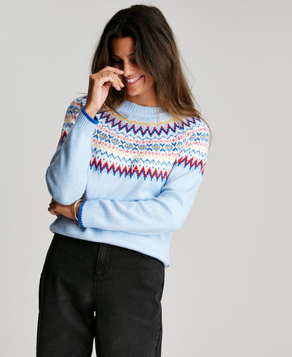 Andrea Fair Isle Jumper - Light Blue Steel