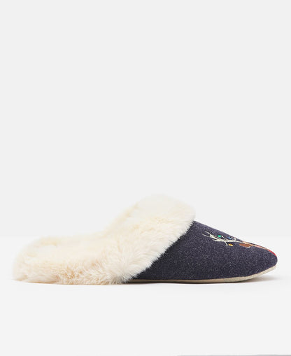 Slippet Luxe Slip On Character Slippers - Navy Reindeer