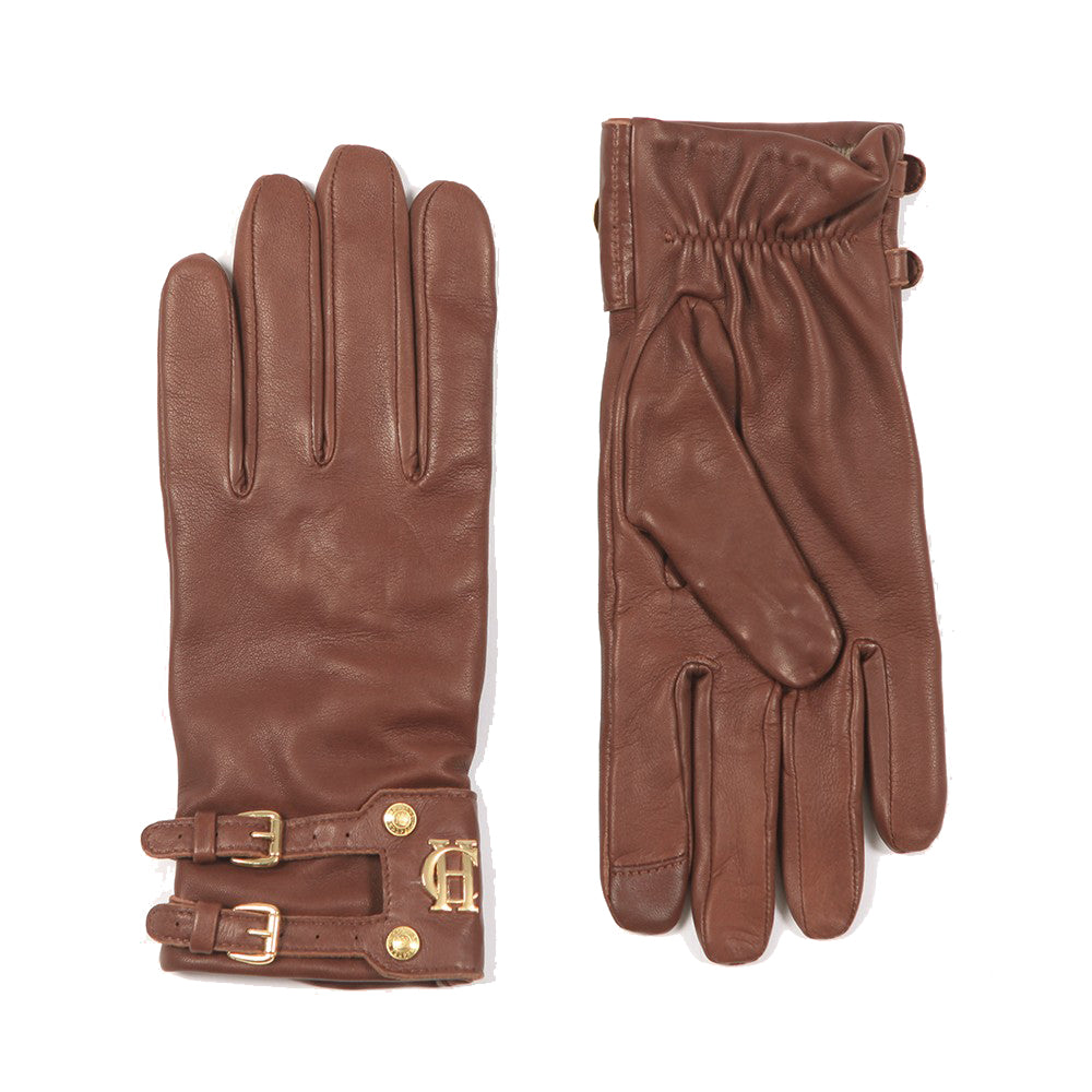 Monogram Leather Gloves - Tan