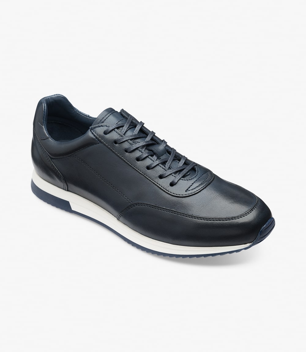 Bannister Leather Trainer - Navy