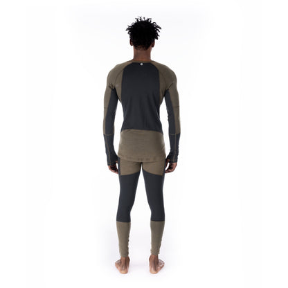 Goldhill 125 Zoned Crew Top - Deep Olive/Black