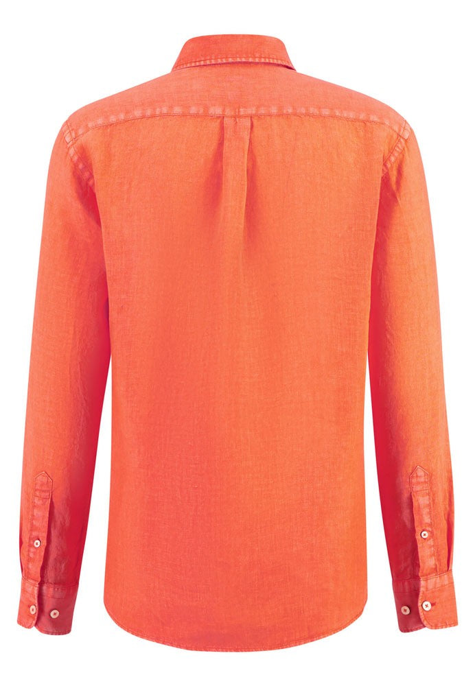 Garment Dyed Linen Shirt - Tangerine