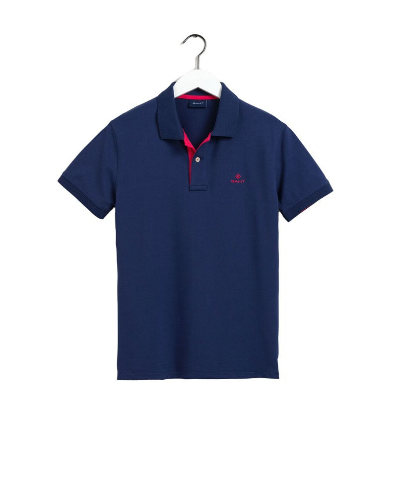 Contrast Collar Rugger Polo Shirt - Persian Blue