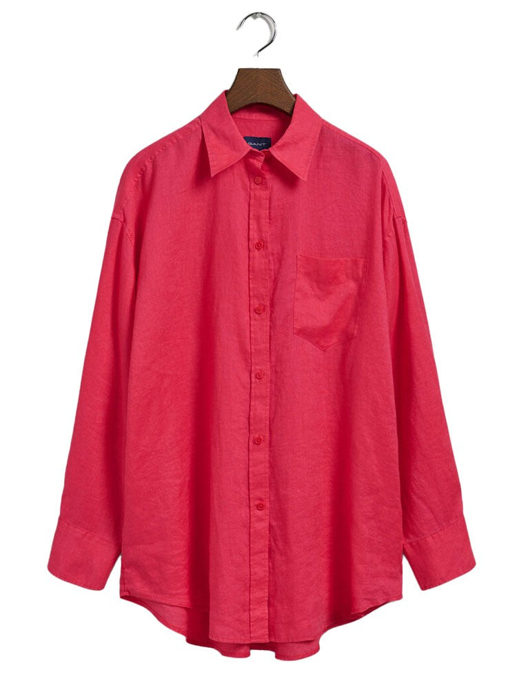 Oversized Linen Shirt - Magenta Pink