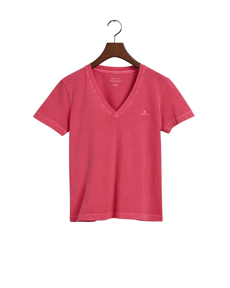 Sunfaded V-Neck T-Shirt - Magenta Pink