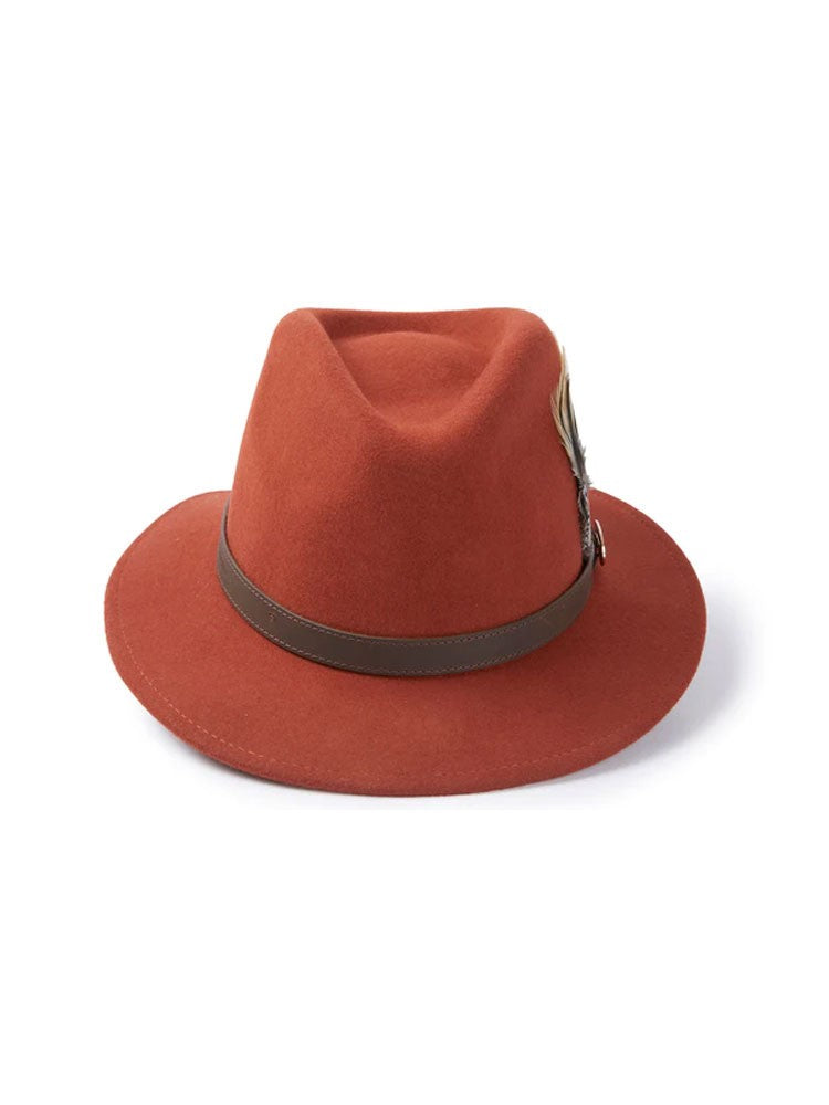 Suffolk Fedora - Cinnamon Guinea &amp; Pheasant Feather