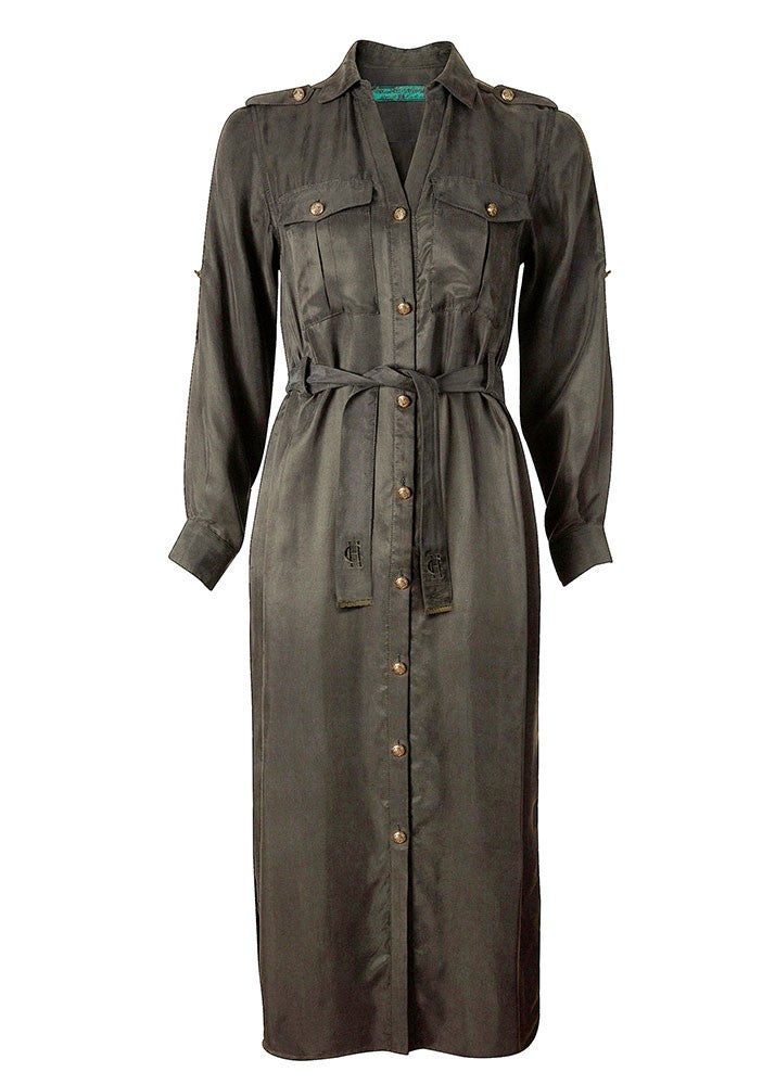 Military Midi Dress - Khaki