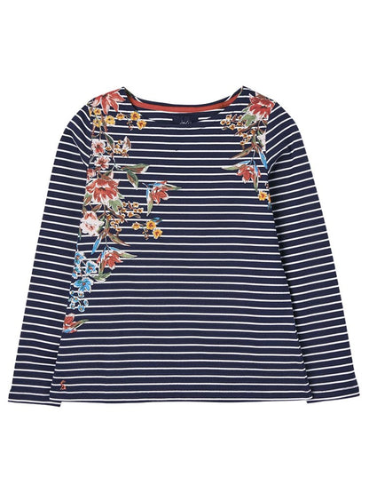 Harbour Print Long Sleeve Jersey Top - Navy Floral Stripe