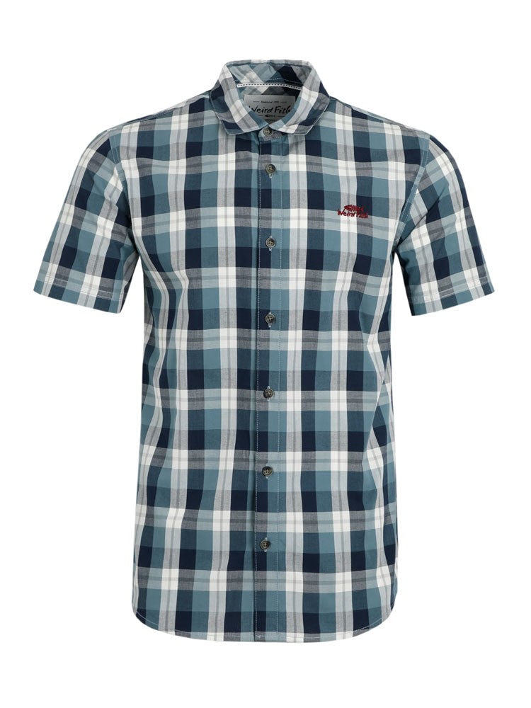 Judd Short Sleeve Check Shirt - Dusty Blue