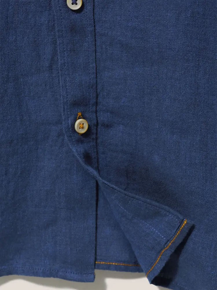 Pembroke Short Sleeve Linen Shirt - Dark Navy