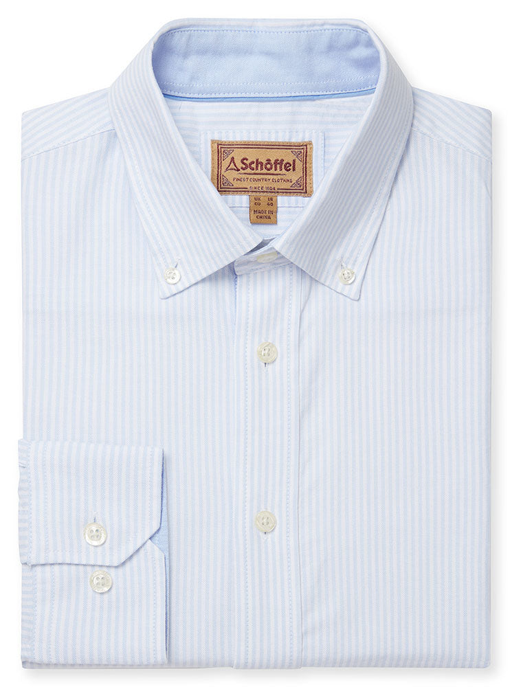 Holt Soft Oxford Tailored Shirt - Pale Blue Stripe