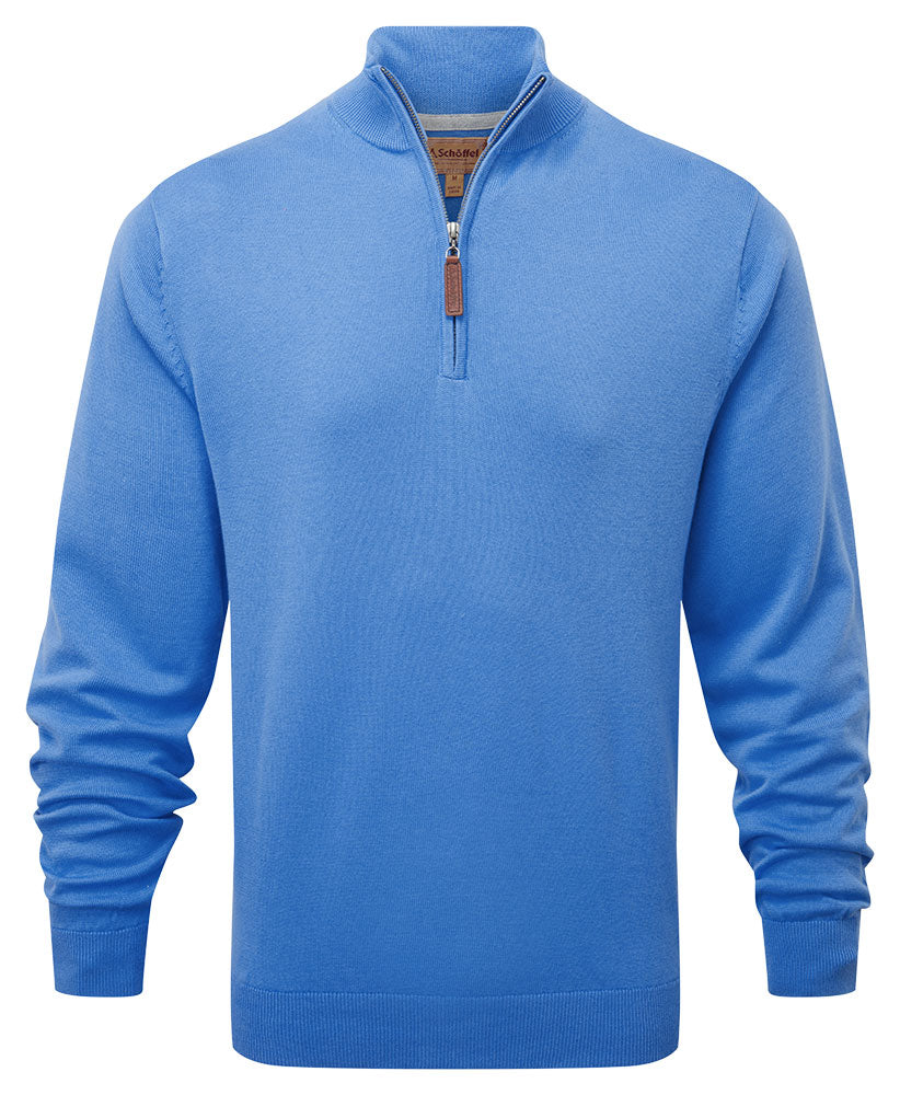 Porthmeor Pima Cotton 1/4 Zip - Cornflower Blue