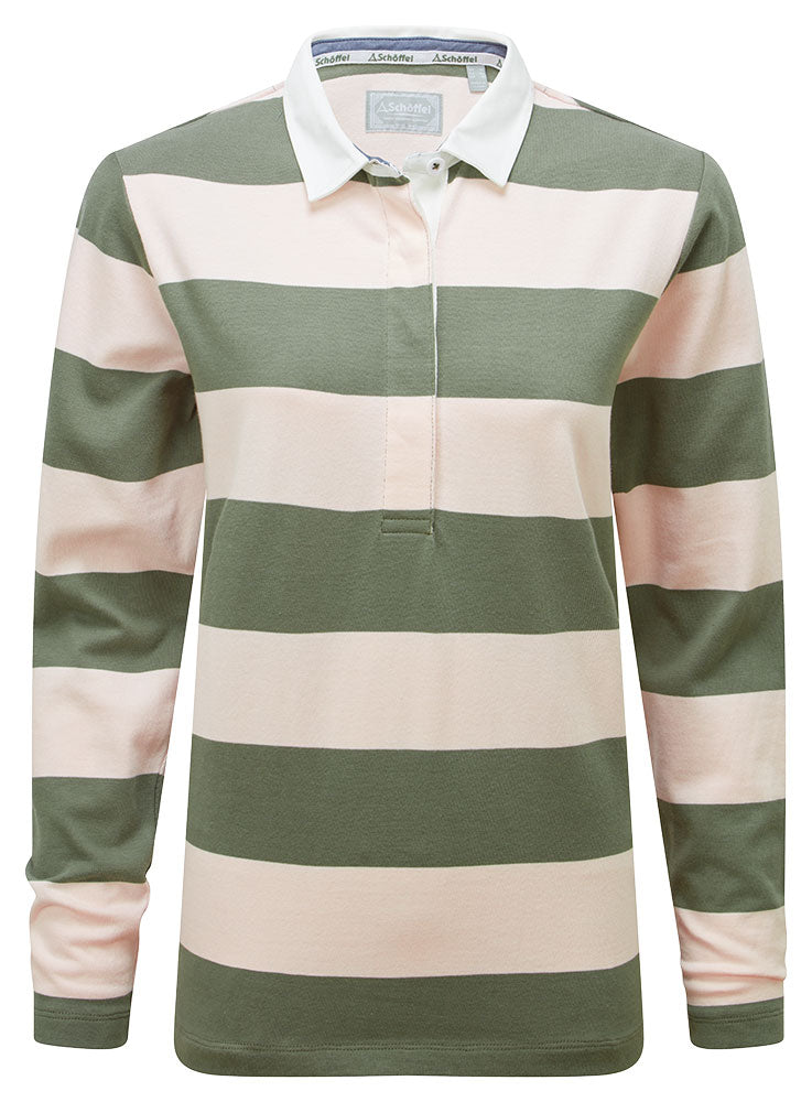 St Mawgan Rugby Shirt - Cedar/Blush Stripe