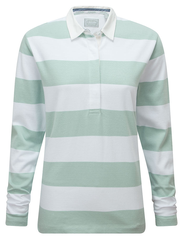 St Mawgan Rugby Shirt - Mint/White Stripe