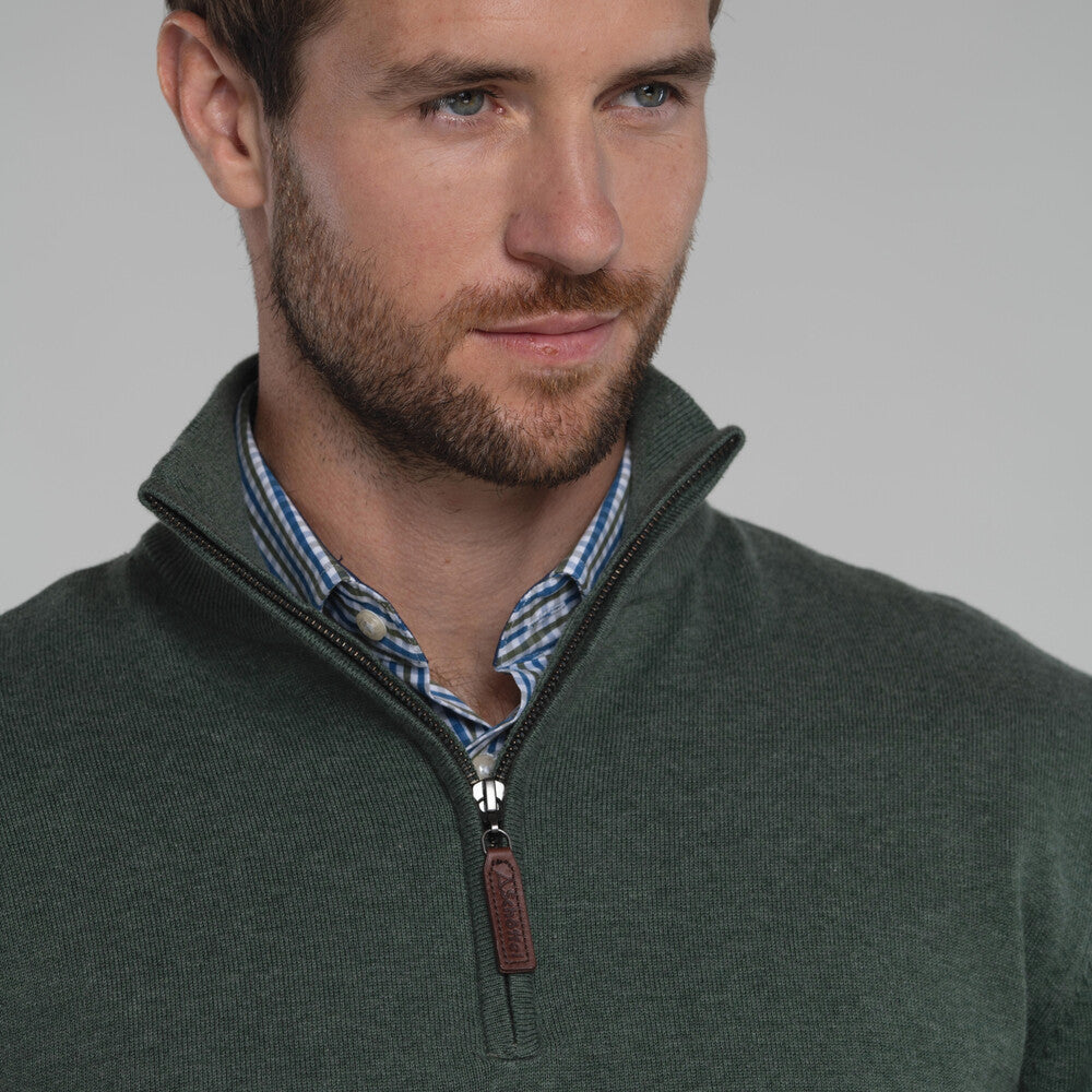 Pima Cotton 1/4 Zip - Country Green