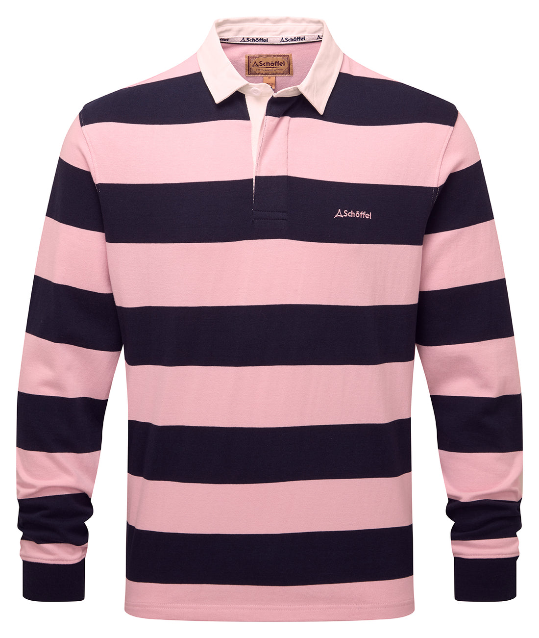 St Mawes Rugby Shirt - Navy/Pink Stripe
