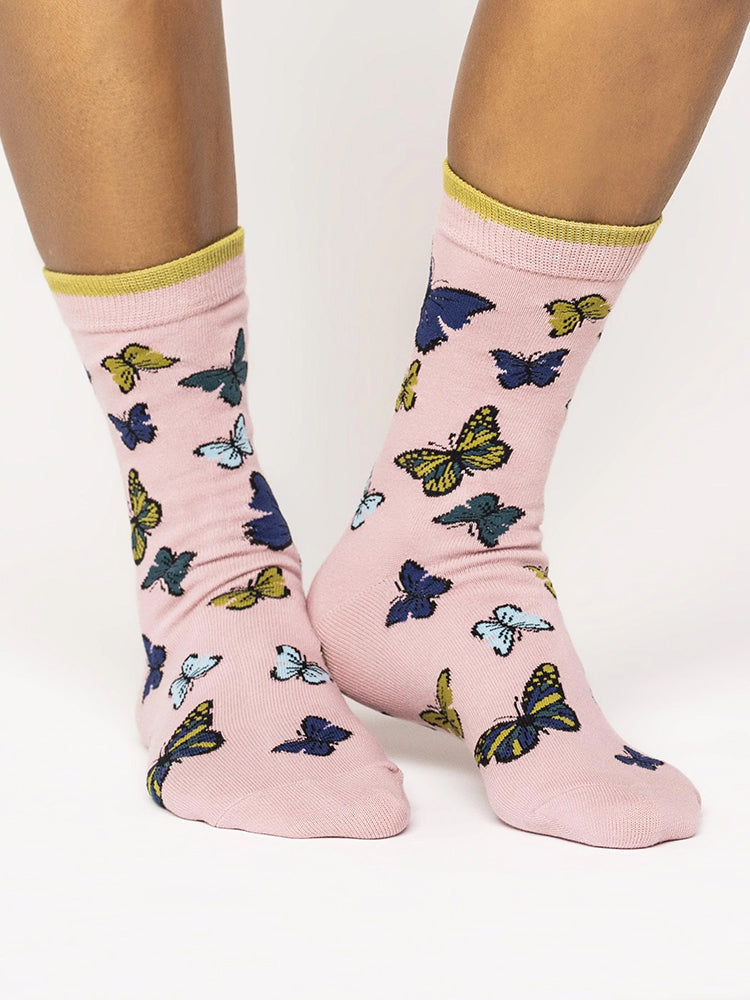 GOTS Butterfly Socks - Blush Pink