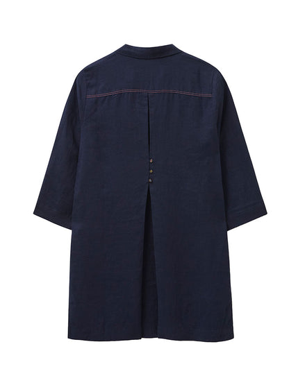 Blaire Linen Tunic - Dark Navy