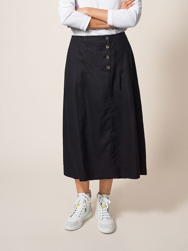 Ciara Linen Skirt - Washed Black