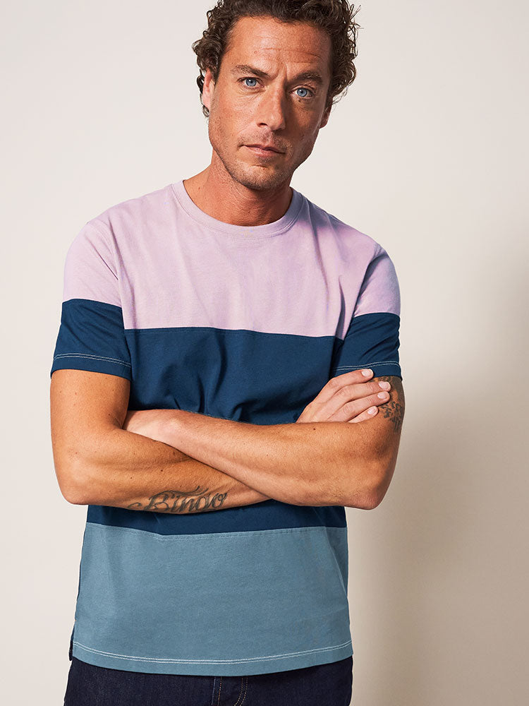 Linwood Colourblock Short Sleeve Tee - Dark Navy