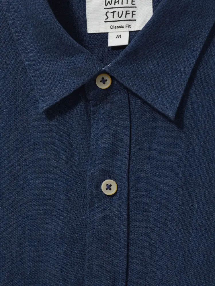 Pembroke Long Sleeve Linen Shirt - Dark Navy