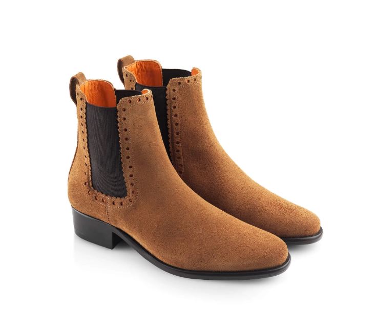Brogued Chelsea Ankle Boots - Tan