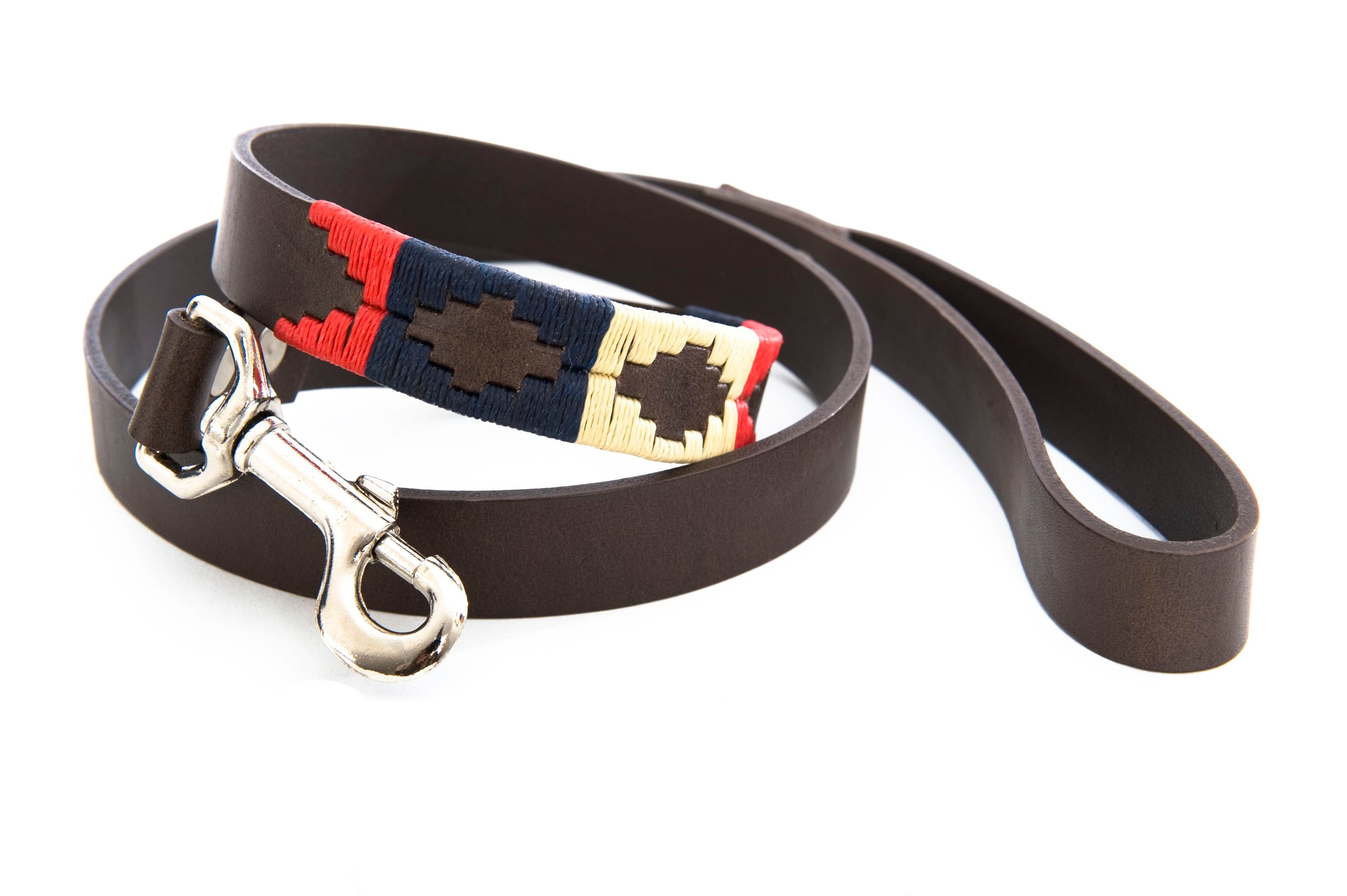 Polo Belt Style Dog Lead - Navy/Cream/Red