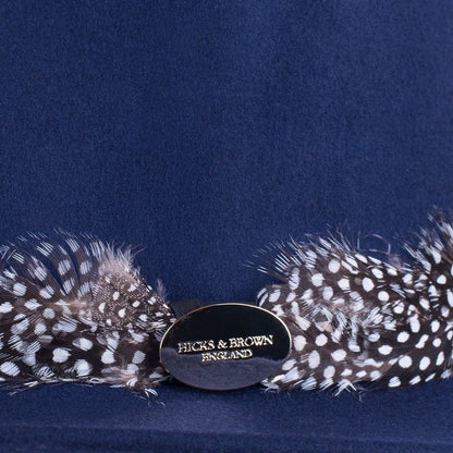 Suffolk Fedora - Navy Guinea Fowl Feather Wrap