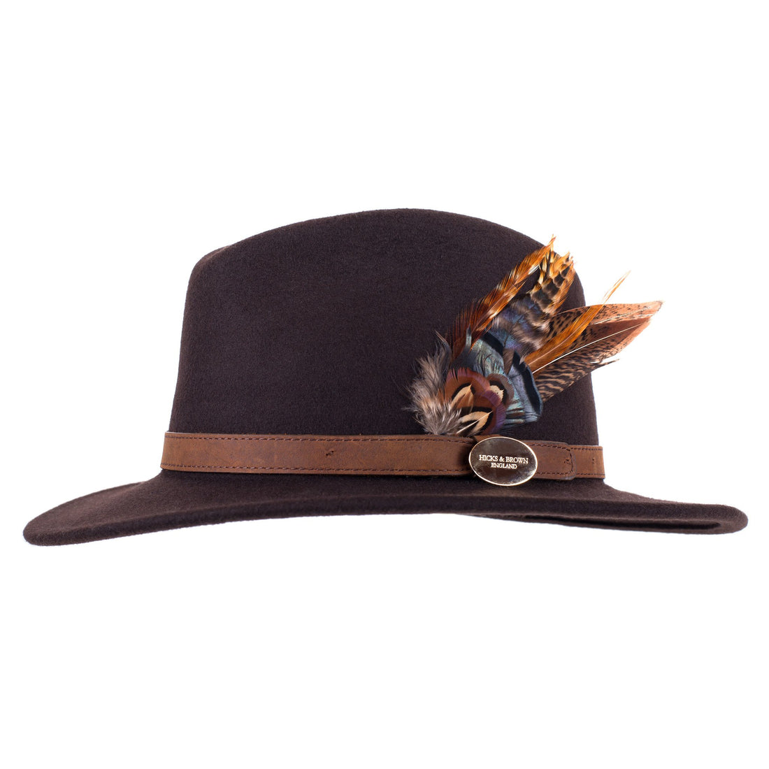 Suffolk Fedora Bronze Side Feather - Dark Brown