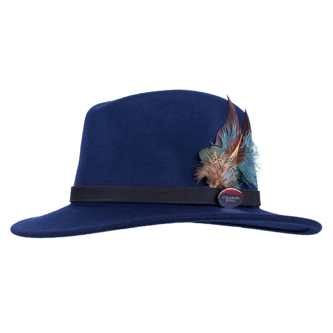 Suffolk Fedora Midnight Side Feather - Navy