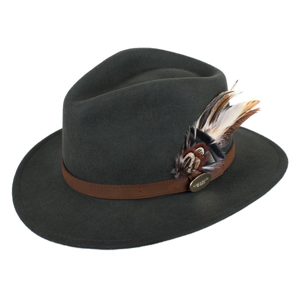 Suffolk Fedora Bronze Side Feather - Olive