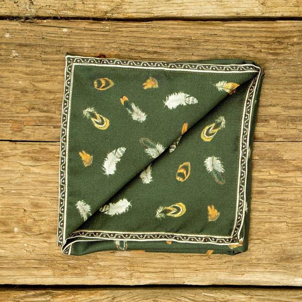 Feather Pocket Square - Green