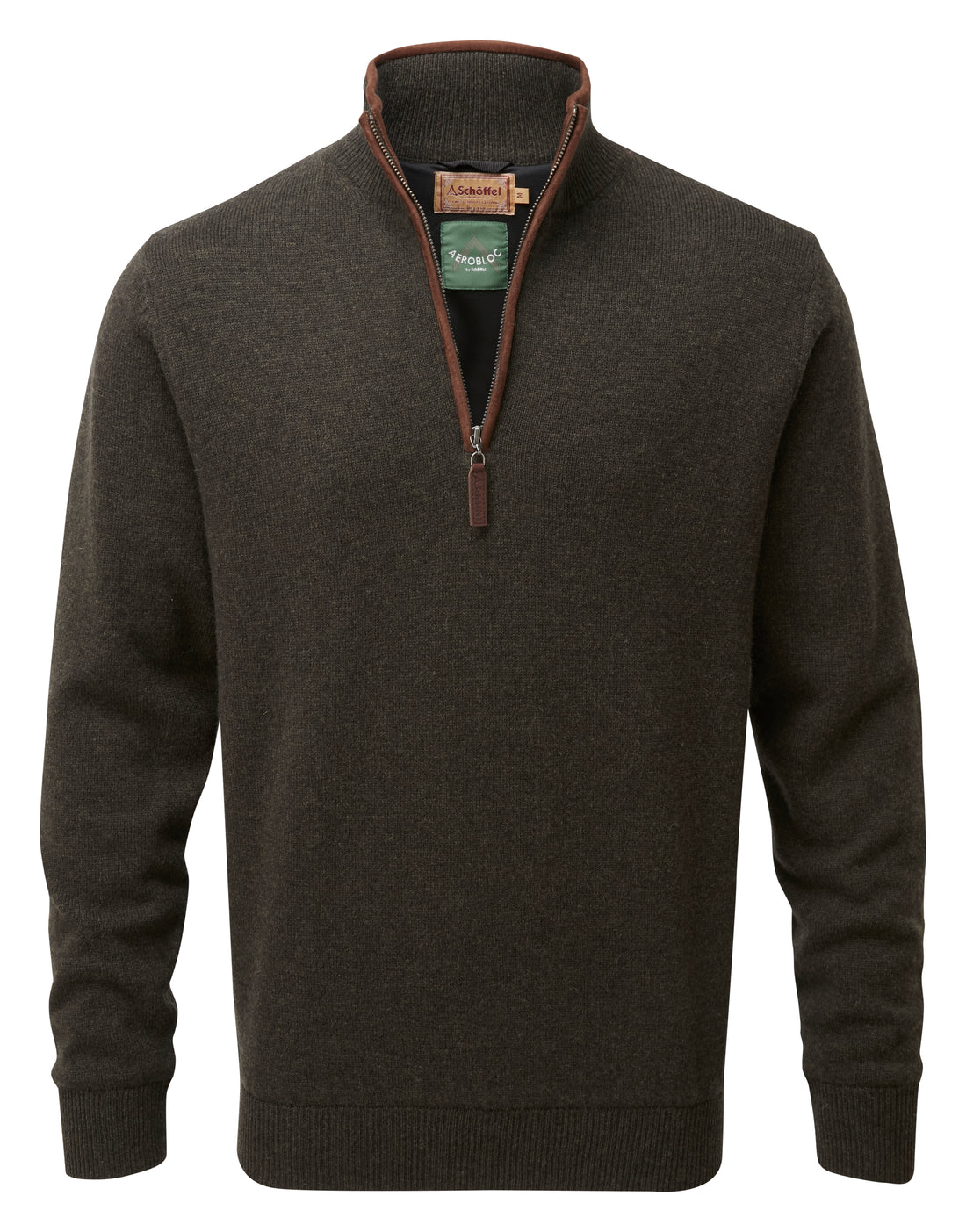 Lambswool Aerobloc 1/4 Zip Jumper - Loden Green