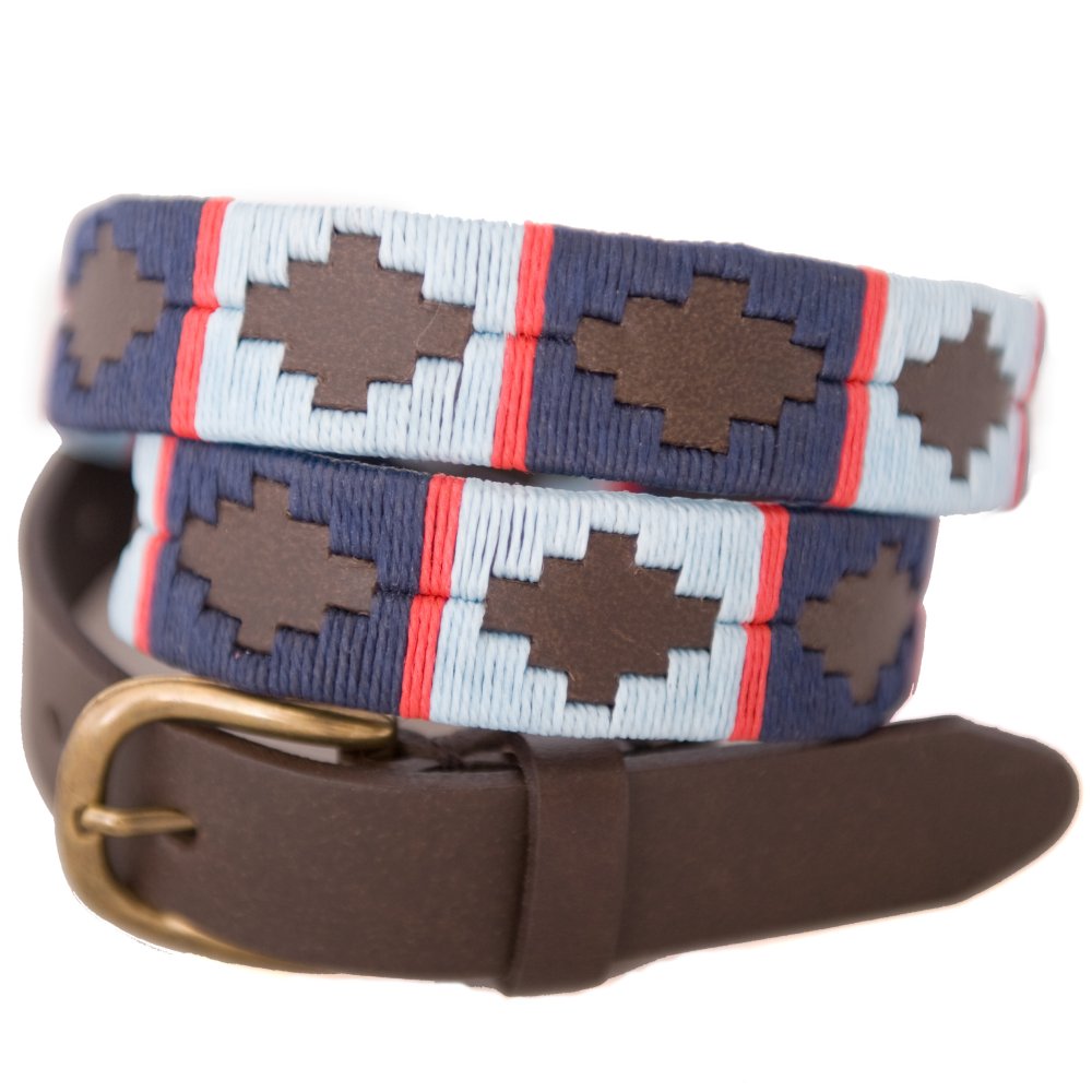 Narrow Polo Belt - Navy/Pale Blue/Red